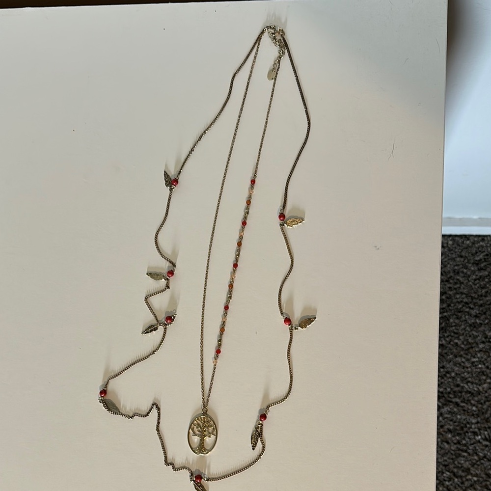 Gold and Red Layered Necklace